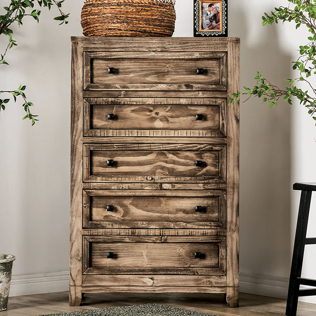  Furniture of America Oakridge 5-Drawer Chest EM7074BR-C IMAGE 3