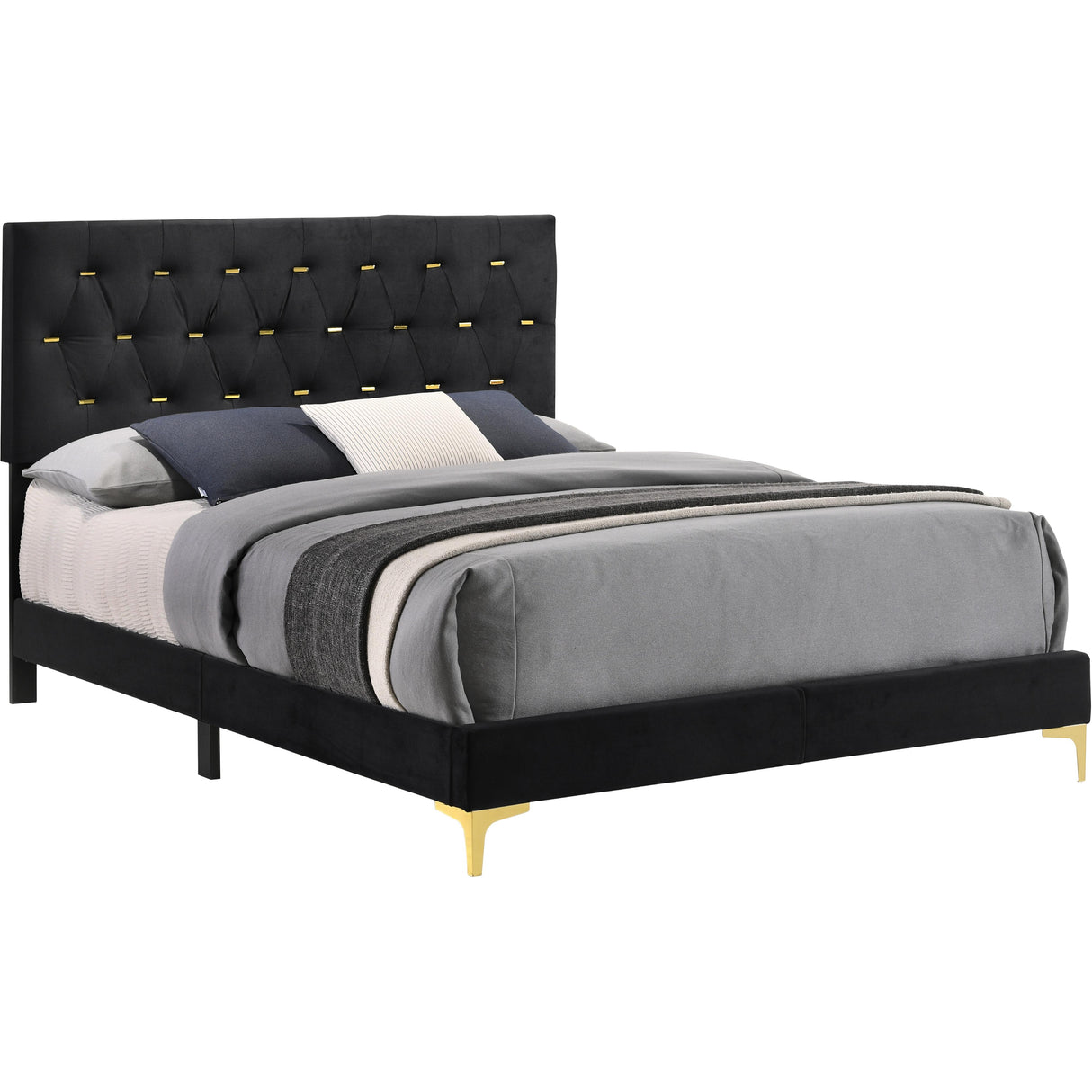  Coaster Furniture Kendall 224451Q Upholstered Queen Panel Bed - Black IMAGE 1