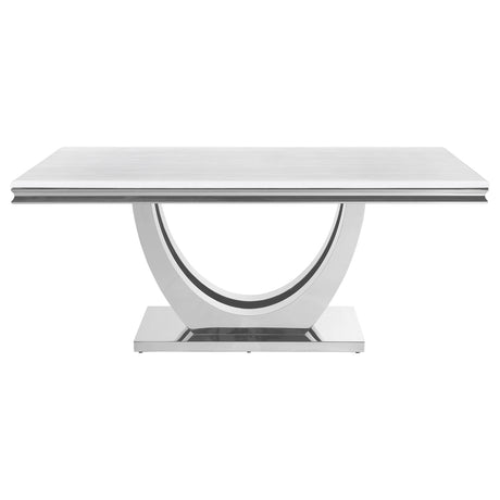  Coaster Furniture Kerwin 111101 Rectangular 71-inch Stone Top Dining Table - White IMAGE 2