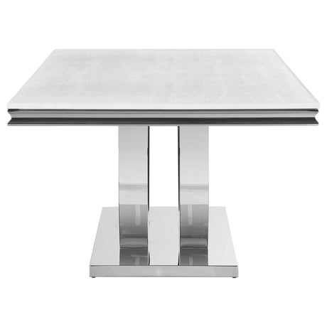  Coaster Furniture Kerwin 111101 Rectangular 71-inch Stone Top Dining Table - White IMAGE 3