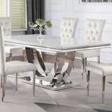 Coaster Furniture Kerwin 111101 Rectangular 71-inch Stone Top Dining Table - White IMAGE 4