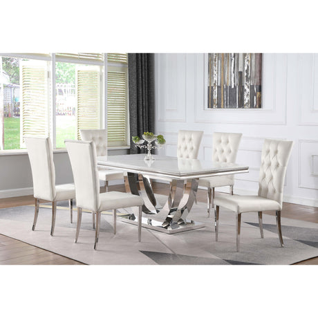  Coaster Furniture Kerwin 111101 Rectangular 71-inch Stone Top Dining Table - White IMAGE 5
