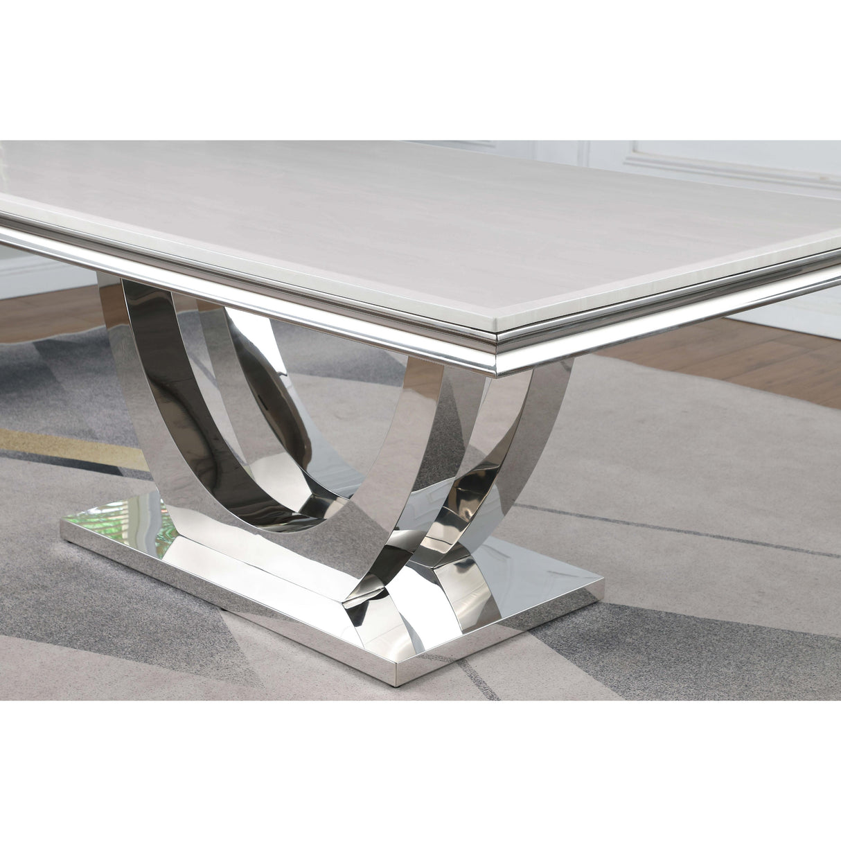  Coaster Furniture Kerwin 111101 Rectangular 71-inch Stone Top Dining Table - White IMAGE 7