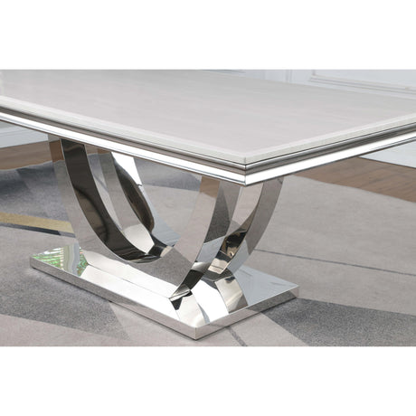  Coaster Furniture Kerwin 111101 Rectangular 71-inch Stone Top Dining Table - White IMAGE 7