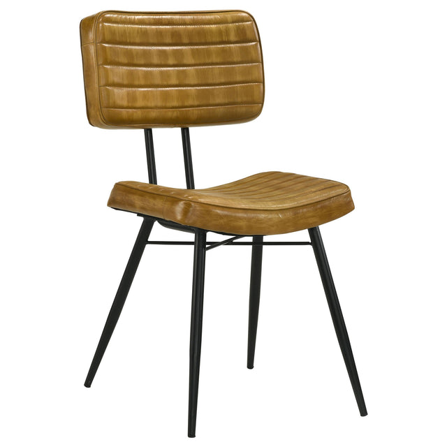  Coaster Furniture Misty 110642 Leather Upholstered Dining Side Chair - Camel IMAGE 1