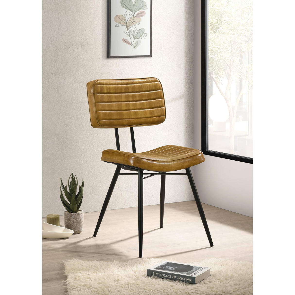  Coaster Furniture Misty 110642 Leather Upholstered Dining Side Chair - Camel IMAGE 8