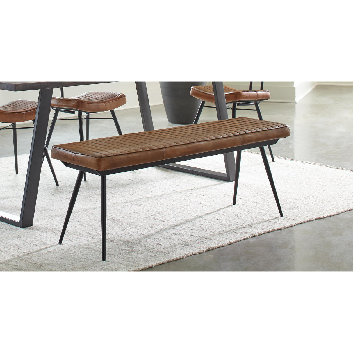  Coaster Furniture Misty 110643 Leather Upholstered Dining Bench - Antique Camel IMAGE 2