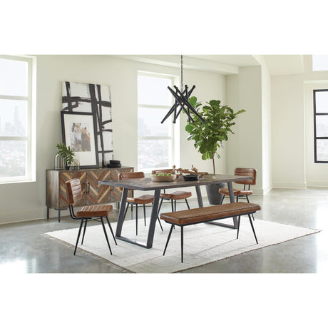  Coaster Furniture Misty 110643 Leather Upholstered Dining Bench - Antique Camel IMAGE 3