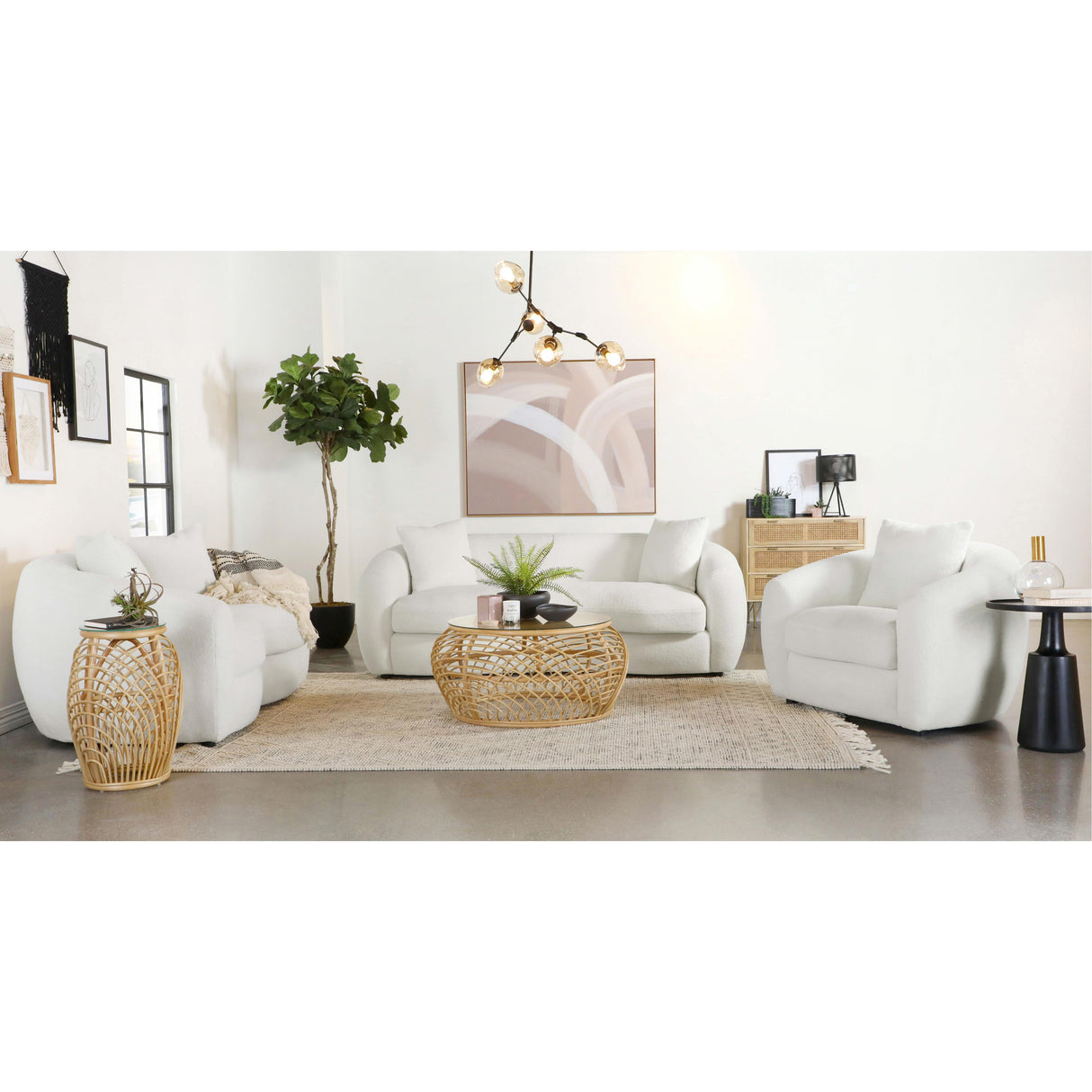  Coaster Furniture Isabella 509871 Faux Sheepskin Upholstered Sofa - Natural IMAGE 9