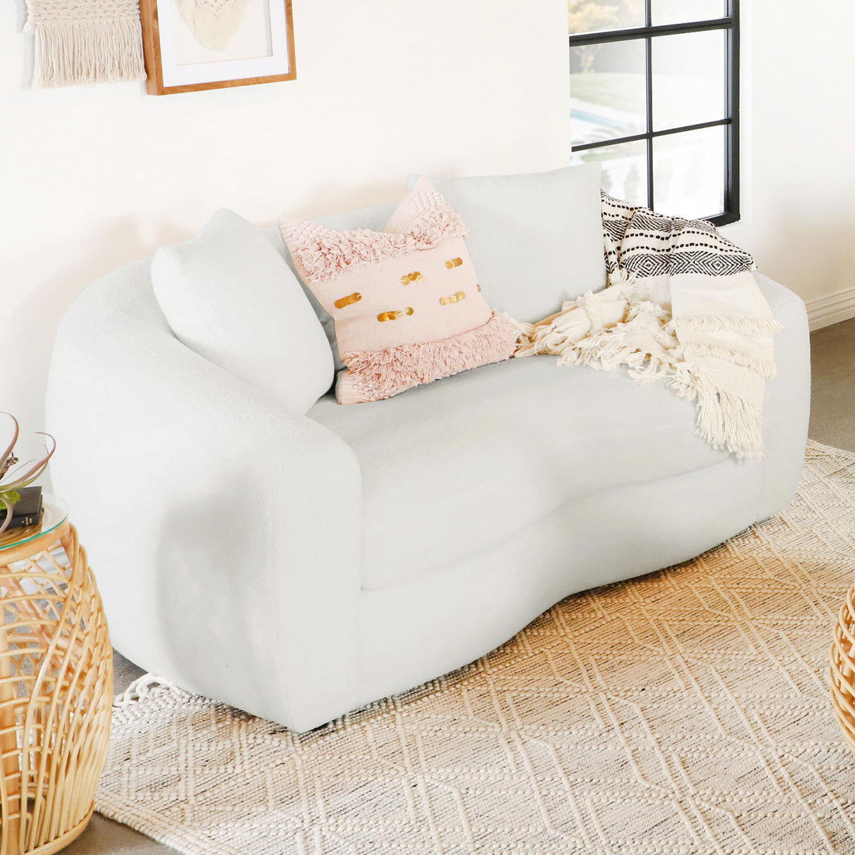  Coaster Furniture Isabella 509872 Faux Sheepskin Upholstered Loveseat - Natural IMAGE 8