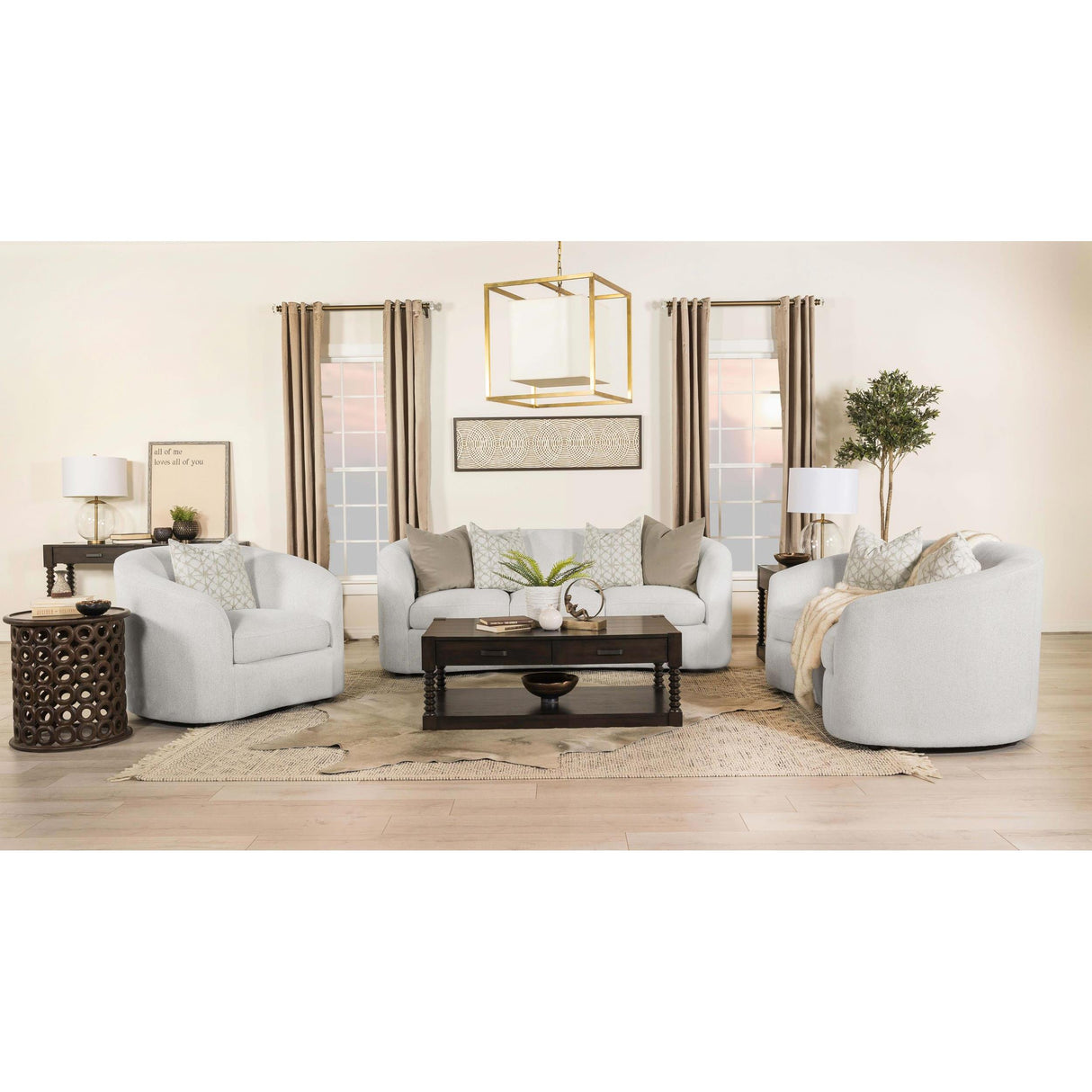  Coaster Furniture Rainn 509171 Boucle Upholstered Sloped Arm Sofa - Latte IMAGE 9