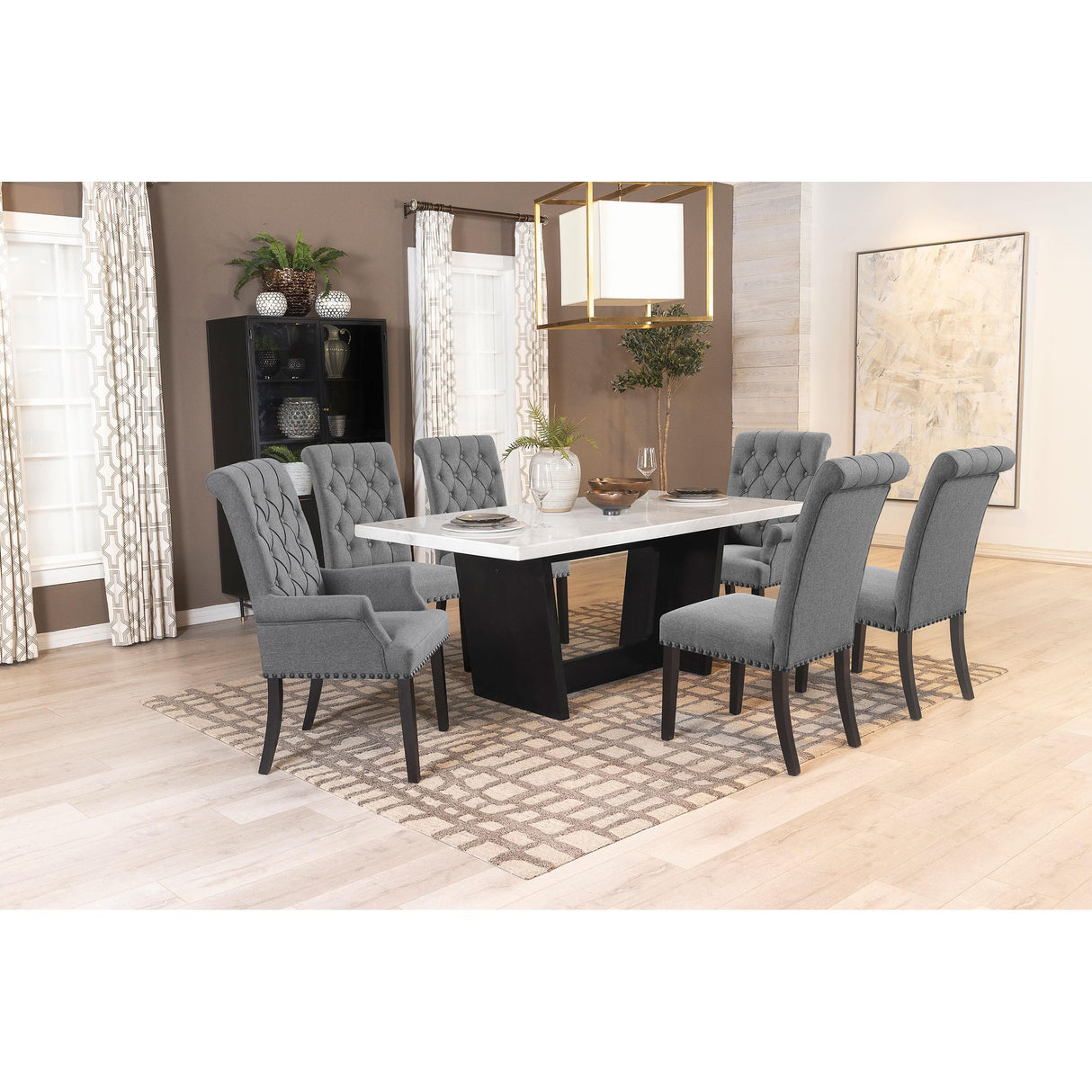  Coaster Furniture Alana 115162 Fabric Upholstered Dining Side Chair - Grey IMAGE 10