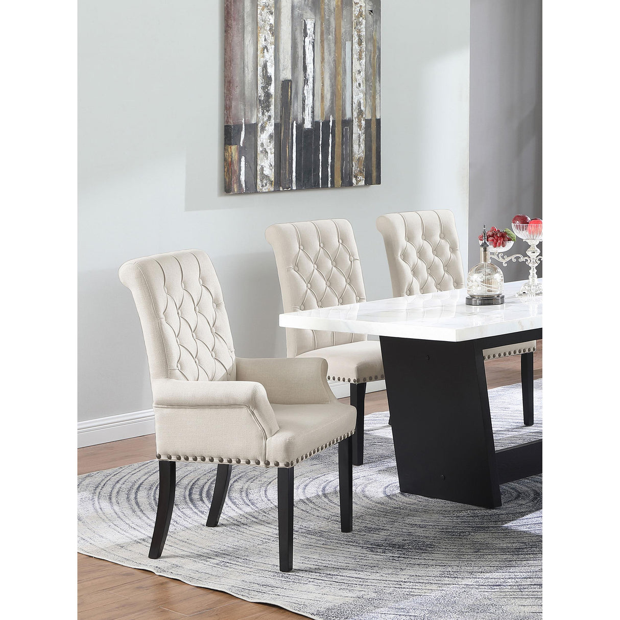  Coaster Furniture Alana 115183 Velvet Upholstered Dining Arm Chair - Sand IMAGE 8