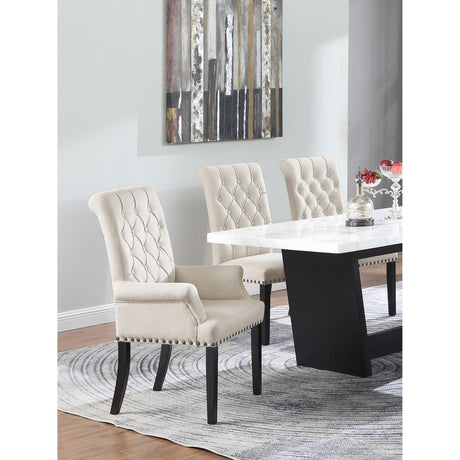  Coaster Furniture Alana 115183 Velvet Upholstered Dining Arm Chair - Sand IMAGE 8