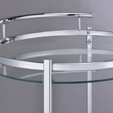  Coaster Furniture Chrissy 181367 Round Glass Shelf Metal Bar Cart - Chrome IMAGE 10