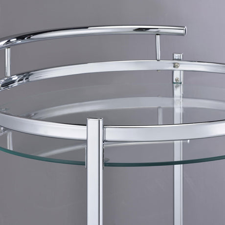  Coaster Furniture Chrissy 181367 Round Glass Shelf Metal Bar Cart - Chrome IMAGE 10