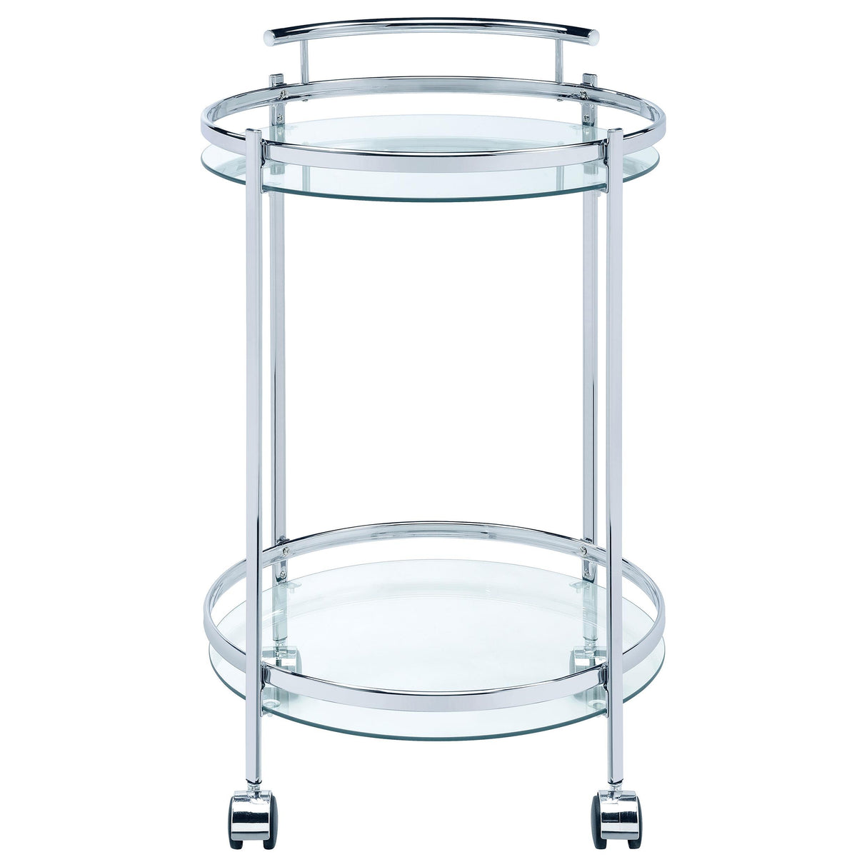  Coaster Furniture Chrissy 181367 Round Glass Shelf Metal Bar Cart - Chrome IMAGE 2