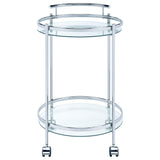  Coaster Furniture Chrissy 181367 Round Glass Shelf Metal Bar Cart - Chrome IMAGE 2