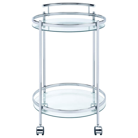  Coaster Furniture Chrissy 181367 Round Glass Shelf Metal Bar Cart - Chrome IMAGE 2