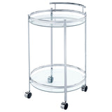  Coaster Furniture Chrissy 181367 Round Glass Shelf Metal Bar Cart - Chrome IMAGE 3