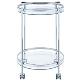  Coaster Furniture Chrissy 181367 Round Glass Shelf Metal Bar Cart - Chrome IMAGE 6