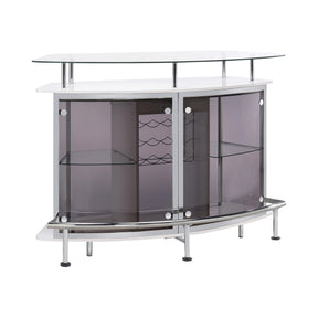  Coaster Furniture Gideon 182235 Curved Glass Top Home Bar Cabinet - White High Gloss IMAGE 1