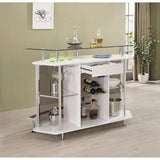  Coaster Furniture Gideon 182235 Curved Glass Top Home Bar Cabinet - White High Gloss IMAGE 5