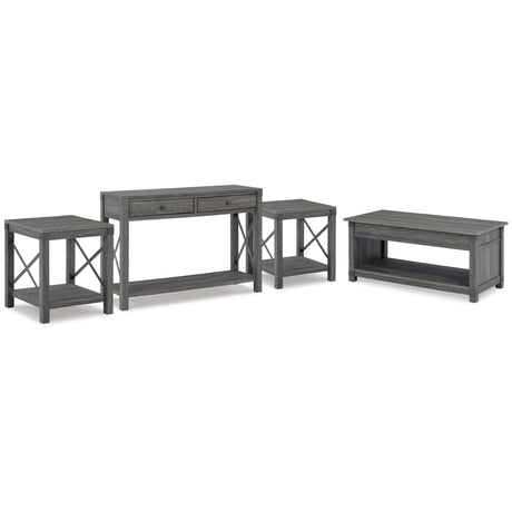  Signature Design by Ashley Freedan T175T2 Lift-top Coffee Table, 2 End Tables and Console IMAGE 1
