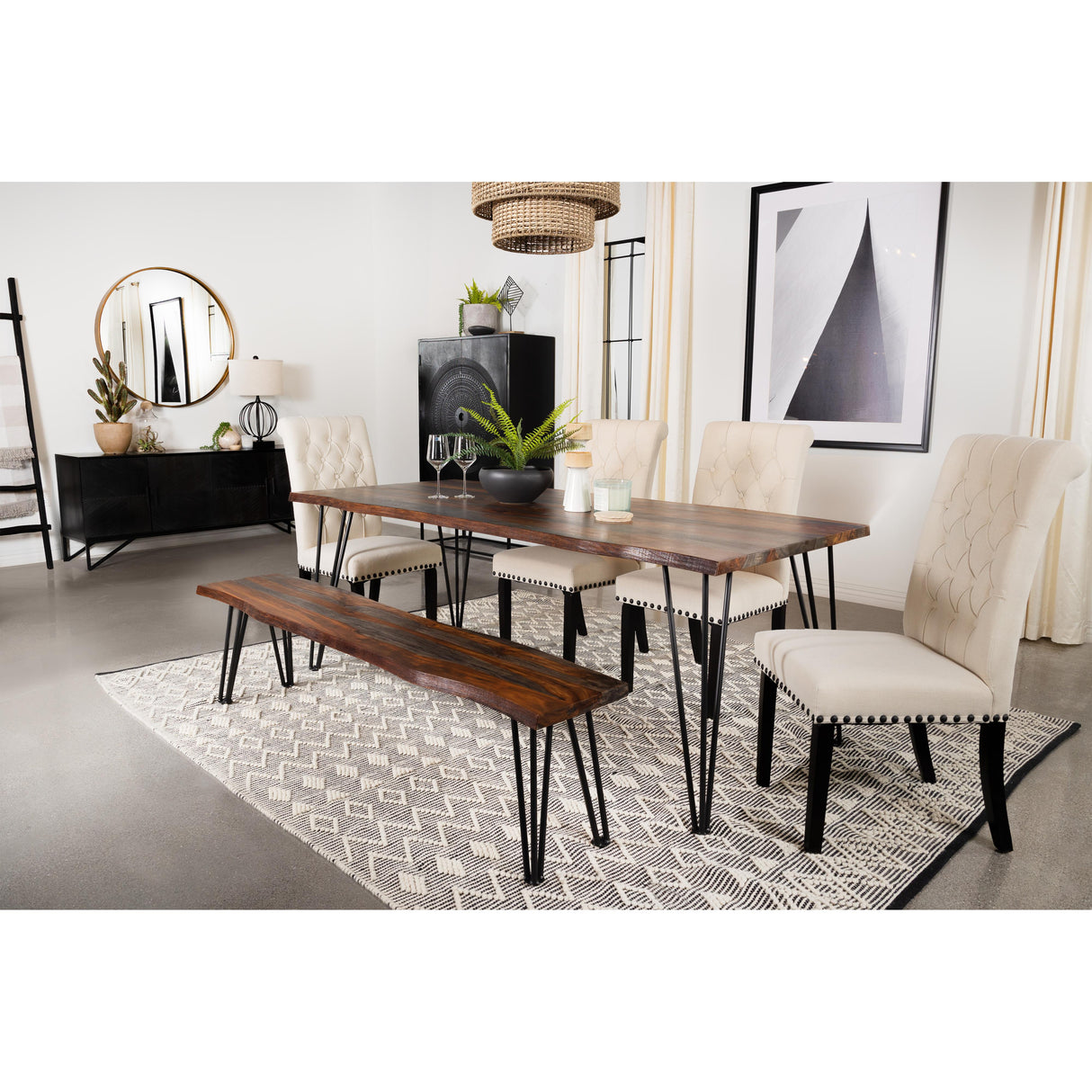  Coaster Furniture Neve 193861 80-inch Live Edge Dining Table - Grey Sheesham IMAGE 2