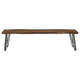  Coaster Furniture Neve 193863 Live Edge Wood Dining Bench Hairpin Legs - Grey Sheesham IMAGE 3