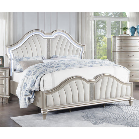  Coaster Furniture Evangeline 223391KE Wood Eastern King LED Panel Bed - Silver Oak IMAGE 11
