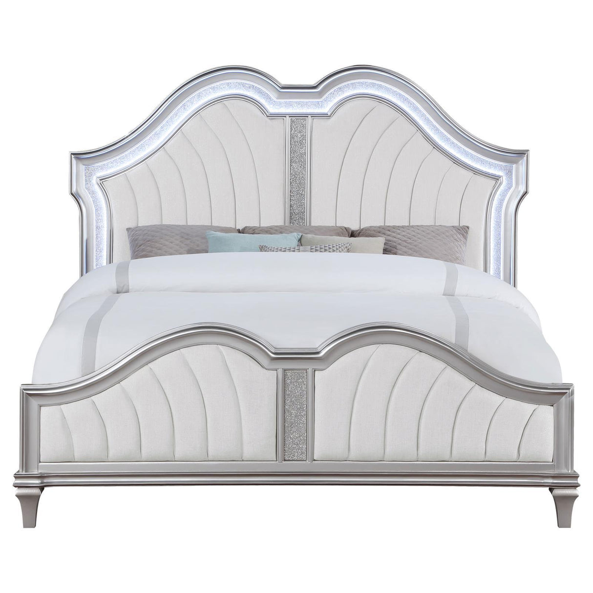  Coaster Furniture Evangeline 223391KE Wood Eastern King LED Panel Bed - Silver Oak IMAGE 3