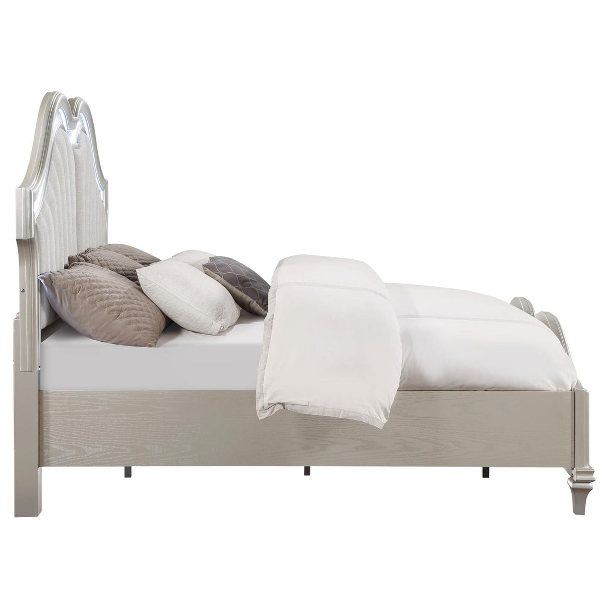  Coaster Furniture Evangeline 223391KE Wood Eastern King LED Panel Bed - Silver Oak IMAGE 4
