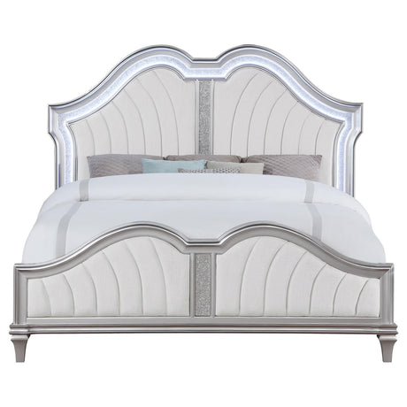  Coaster Furniture Evangeline 223391Q Wood Queen LED Panel Bed - Silver Oak IMAGE 3