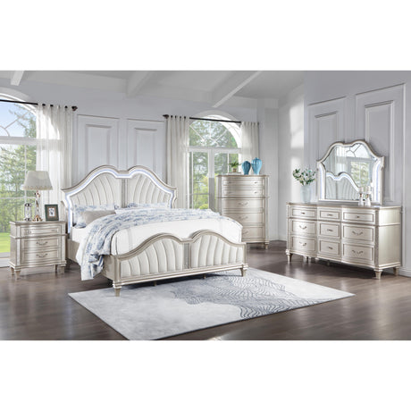  Coaster Furniture Evangeline 223391Q Wood Queen LED Panel Bed - Silver Oak IMAGE 8