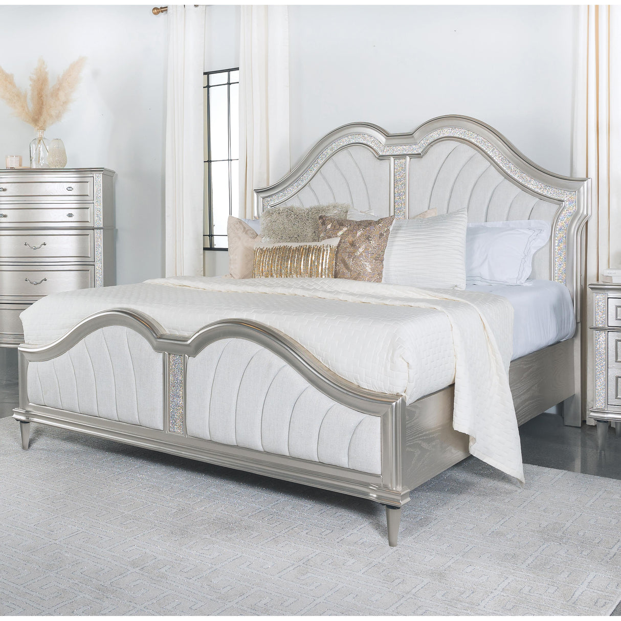  Coaster Furniture Evangeline 223391Q Wood Queen LED Panel Bed - Silver Oak IMAGE 9