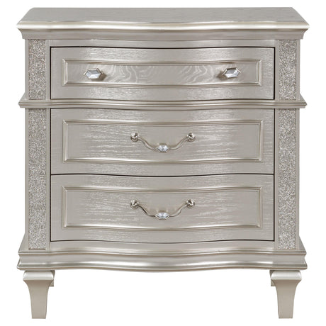  Coaster Furniture Evangeline 223392 3-Drawer Nightstand - Silver Oak IMAGE 2