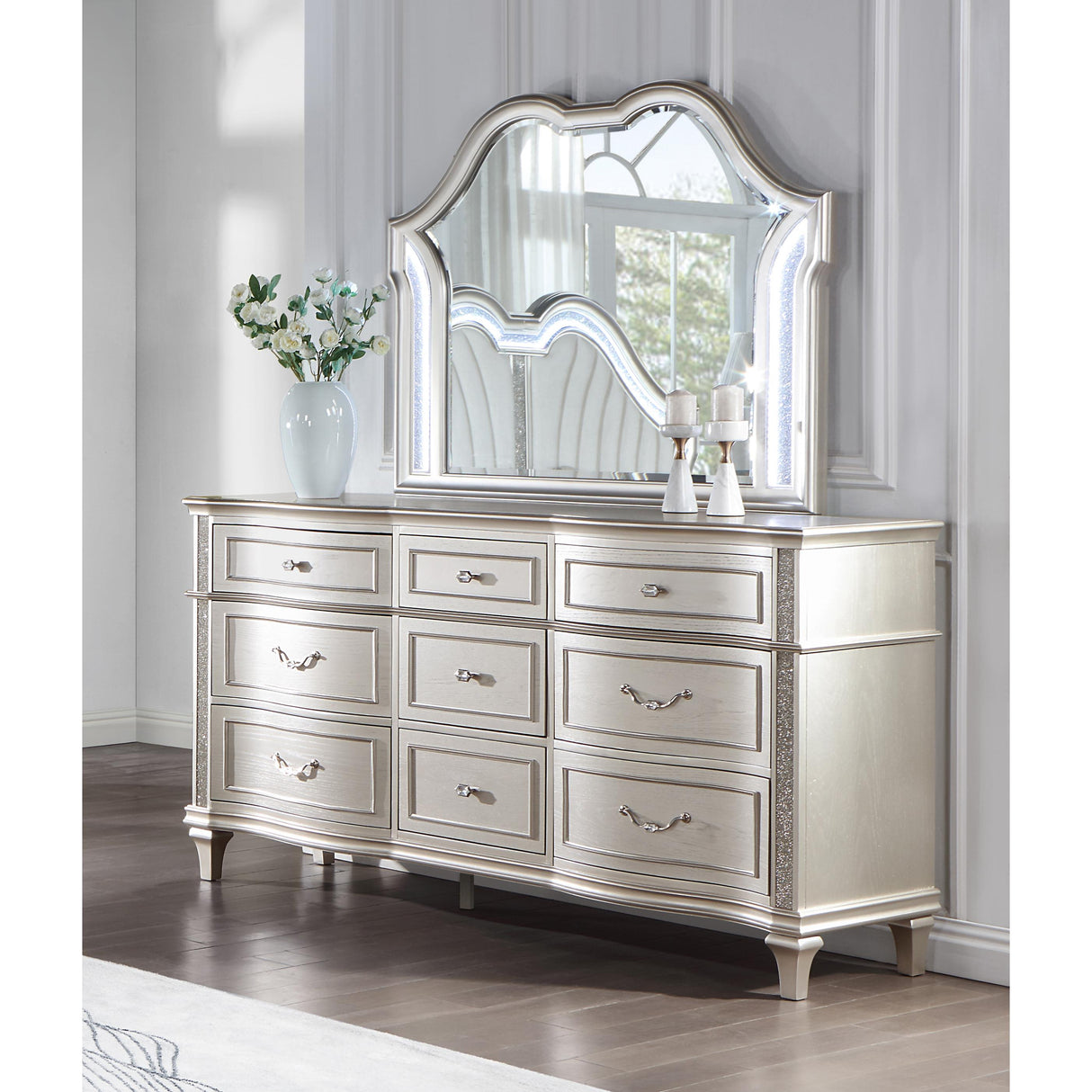  Coaster Furniture Evangeline 223394 Dresser Mirror - Silver Oak IMAGE 5