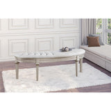  Coaster Furniture Evangeline 223396 Curved Fabric Upholstered Bench - Silver Oak IMAGE 2