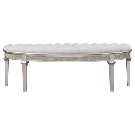 Coaster Furniture Evangeline 223396 Curved Fabric Upholstered Bench - Silver Oak IMAGE 3