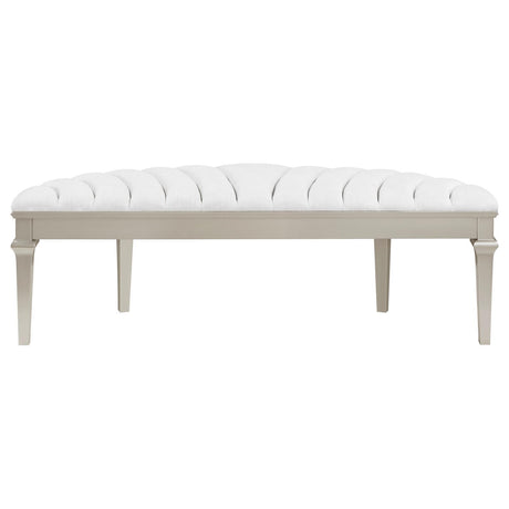  Coaster Furniture Evangeline 223396 Curved Fabric Upholstered Bench - Silver Oak IMAGE 7