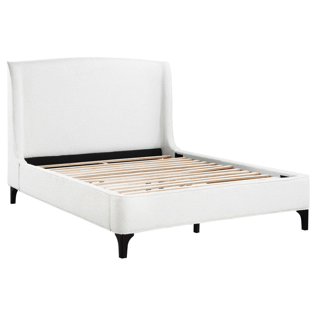  Coaster Furniture Mosby 306020KE Upholstered Eastern King Wingback Bed - Snow IMAGE 1
