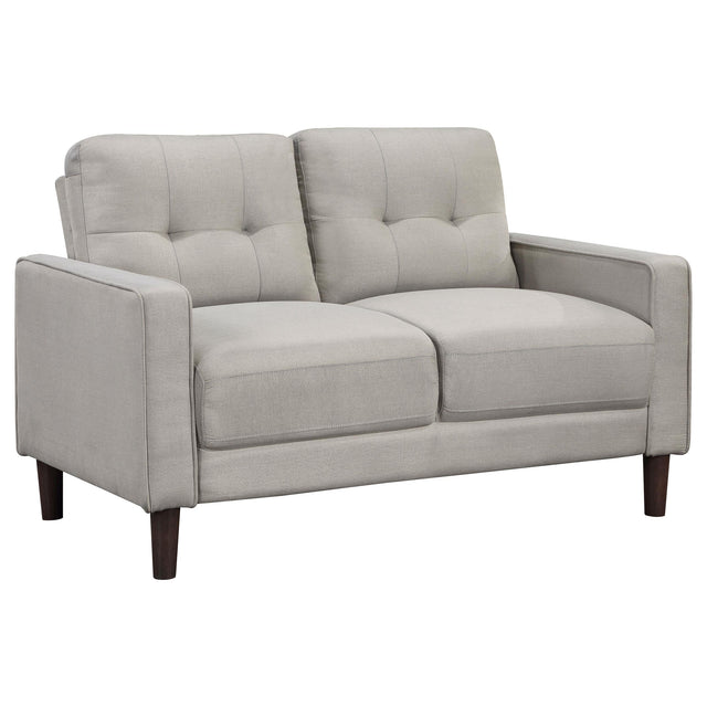  Coaster Furniture Bowen 506786 Upholstered Track Arm Tufted Loveseat - Beige IMAGE 1