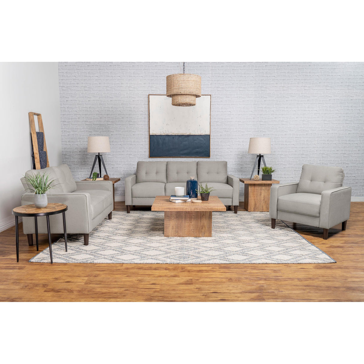  Coaster Furniture Bowen 506786 Upholstered Track Arm Tufted Loveseat - Beige IMAGE 10