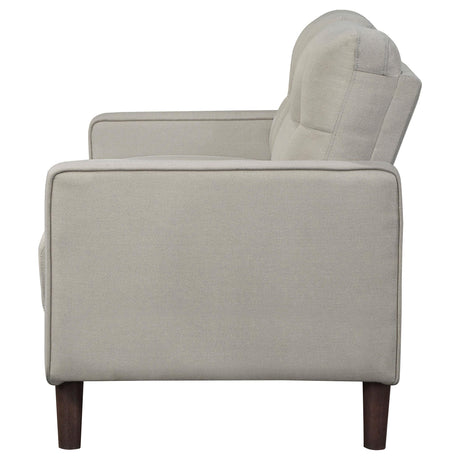  Coaster Furniture Bowen 506786 Upholstered Track Arm Tufted Loveseat - Beige IMAGE 4