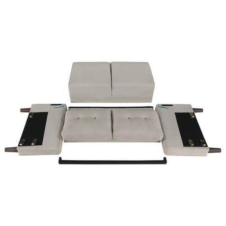  Coaster Furniture Bowen 506786 Upholstered Track Arm Tufted Loveseat - Beige IMAGE 8