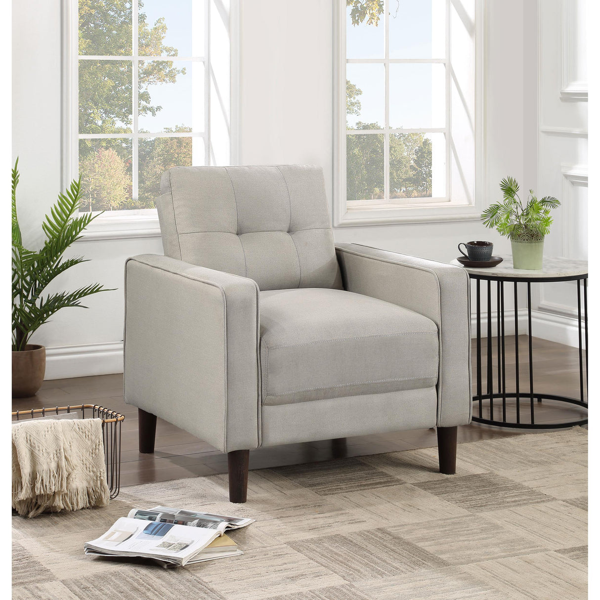  Coaster Furniture Bowen 506787 Upholstered Track Arm Tufted Accent Chair - Beige IMAGE 8