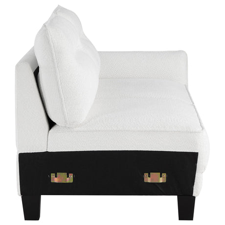  Coaster Furniture Caspian 509550 Upholstered Curved Arm Chaise Sectional Sofa - White IMAGE 12