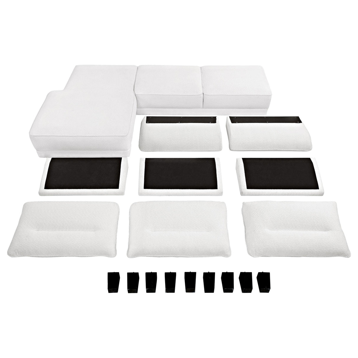  Coaster Furniture Caspian 509550 Upholstered Curved Arm Chaise Sectional Sofa - White IMAGE 13