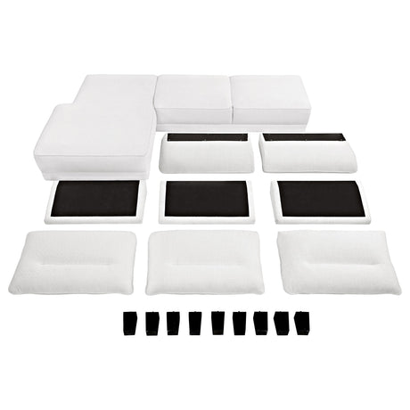  Coaster Furniture Caspian 509550 Upholstered Curved Arm Chaise Sectional Sofa - White IMAGE 13